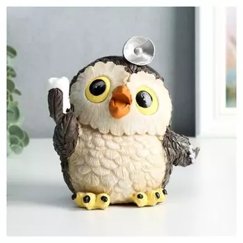 Копилка полистоун "Совёнок - стоматолог" 13х9х13,5 см