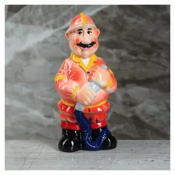 Копилка "Пожарник", глазурь, разноцветная, 23 см