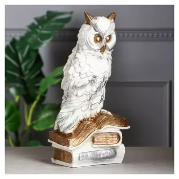 Копилка "Сова на книгах", белая, 38 см