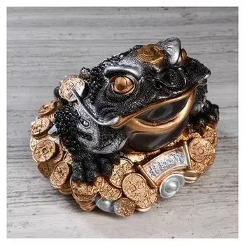Копилка "Жаба на монетах", чёрная, 20 см