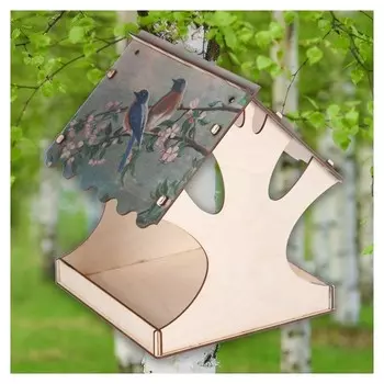 Кормушка для птиц "Яркие птички", с принтом, 24×24×27 см