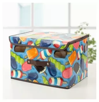 Короб для хранения с крышкой 38×23×24 см "Эскимо", цвет синий