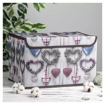 Короб для хранения с крышкой «Сердца», 37×24×24 см