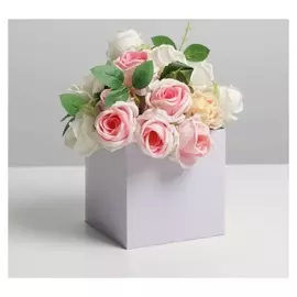 Коробка для цветов с PVC крышкой, сиреневая, 12 х 12 х 12 см