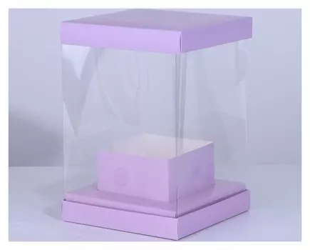 Коробка для цветов с вазой и PVC окнами складная «Лаванда», 16 х 23 х 16 см