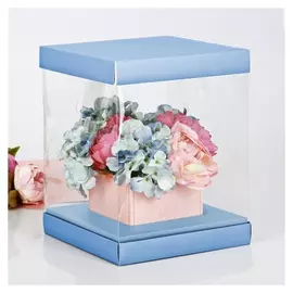 Коробка для цветов с вазой и Pvc-окнами складная «Счастья!», 23 × 30 × 23 см