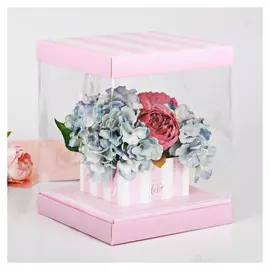 Коробка для цветов с вазой и Pvc-окнами With Love, складная, 23 × 30 × 23 см