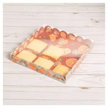 Коробка для кондитерских изделий с PVC крышкой «Аромат уюта», 21 × 21 × 3 см