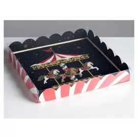 Коробка для кондитерских изделий с PVC крышкой Happy New Year!, 21 × 21 × 3 см