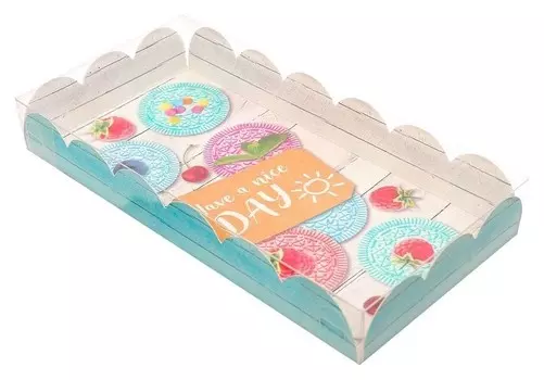 Коробка для кондитерских изделий с Pvc-крышкой Have A Nice Day, 21 × 10,5 × 3 см