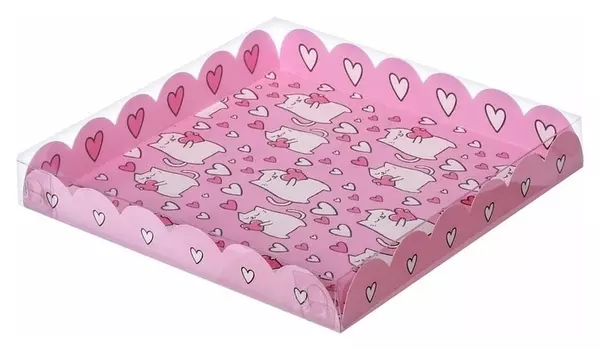 Коробка для кондитерских изделий с Pvc-крышкой Love, 21 × 21 × 3 см