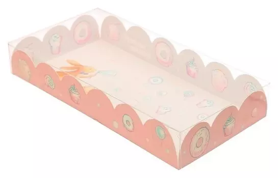 Коробка для кондитерских изделий с PVC крышкой «Приятных моментов», 21 х 10,5 х 3 см