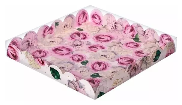 Коробка для кондитерских изделий с Pvc-крышкой «Тебе с любовью», 21 × 21 × 3 см