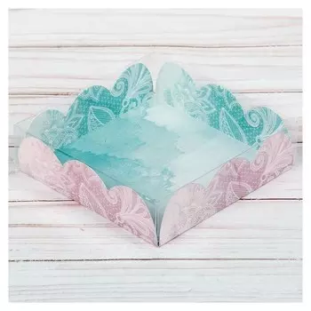 Коробка для кондитерских изделий с PVC крышкой «Твой день», 10,5 × 10,5 × 3 см