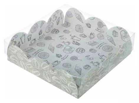Коробка для кондитерских изделий с Pvc-крышкой «Вкусности», 10,5 × 10,5 × 3 см