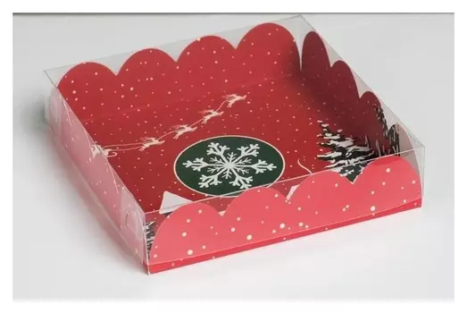 Коробка для кондитерских изделий с PVC крышкой «Вкусности», 13 х 13 х 3 см