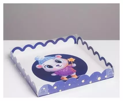 Коробка для кондитерских изделий с PVC крышкой «Волшебного нового года», 21 × 21 × 3 см