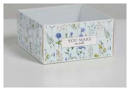 Коробка для кондитерских изделий с PVC крышкой You Make Me Smile, 12 х 6 х 11,5 см