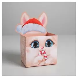 Коробка для мини-букетов «С новым годом», зая, 12 х 17 х 10 см