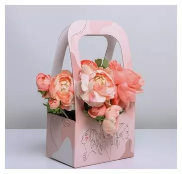 Коробка-переноска для цветов «Girl Style», 17 × 12 × 32 см