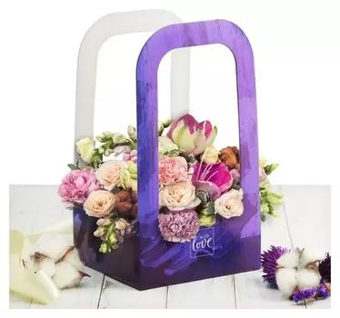 Коробка-переноска для цветов «С любовью», 12 × 12 × 22 см