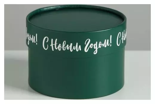 Коробка подарочная с надписью по краю крышки С Новым Годом! 12 х 8 см Цвет изумрудный