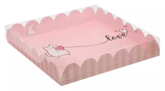 Коробка подарочная с Pvc-крышкой «Котик», 35 × 35 × 6 см