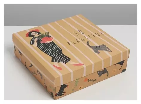 Коробка складная «Кошки», 26 х 26 х 8 см