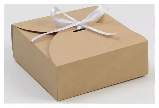 Коробка складная крафтовая 16х16х6 см