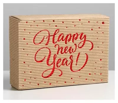 Коробка складная рифлёная «Новогодняя», 21 х 15 х 5 см