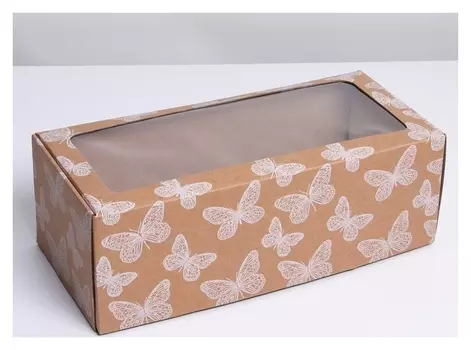 Коробка складная с Pvc-окном «Бабочки», 16 × 35 × 12 см