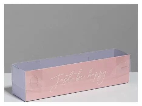 Коробочка для макарун с PVC крышкой Just Be Happy, 19,5 х 5 х 4,5 см