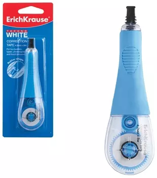Корректирующая лента Erich Krause "Techno White", 4,2 мм х 8 м, блистер, европодвес, 21887