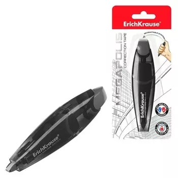 Корректирующая лента, Erichkrause Megapolis, с автоматической фиксацией аппликатора, 5 мм х 6 м, в блистере