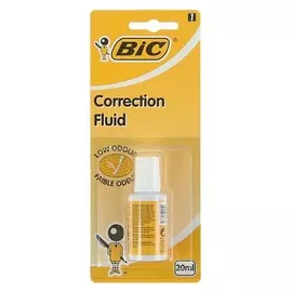 Корректирующая жидкость 20мл, водная основа, блистер, BIC Correction Fluid
