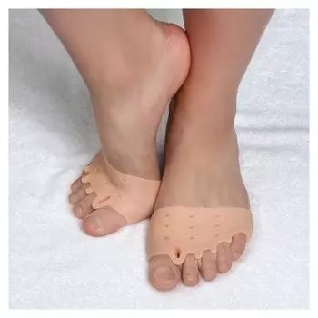 Корректоры для пальцев ног, силиконовые, дышащие, с пятью разделителями, пара, цвет бежевый