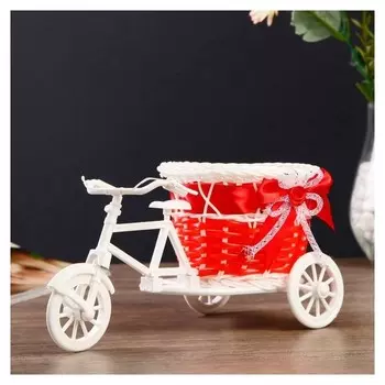 Корзина декоративная "Велосипед с кашпо-красная лента"