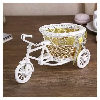 Корзина декоративная "Велосипед с корзинкой" золото 10,5х22х10 см