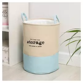 Корзина для белья доляна «Лола», 40×35 см, с затяжкой, цвет голубой