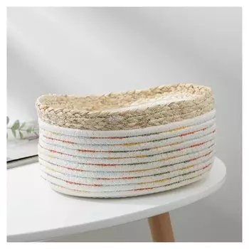 Корзина для хранения доляна «Радуга», плетёная, 25×20×12 см, цвет белый