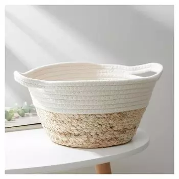 Корзина для хранения доляна «Соун», плетёная, 38×20×15 см, цвет бежевый