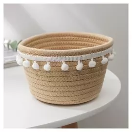 Корзина для хранения плетёная доляна «Тэс», 16×16×10 см, цвет бежевый