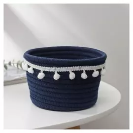 Корзина для хранения плетёная доляна «Тэс», 16×16×10 см, цвет синий