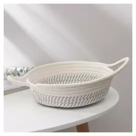 Корзина для хранения плетёная с ручками доляна «Визави», 34×24×7 см, цвет серый