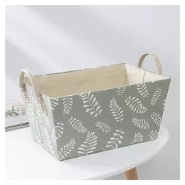 Корзина для хранения с ручками доляна «Листья», 31,5×21×21 см, цвет серо-зелёный