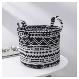 Корзина для хранения с ручками доляна «Марокко», 21×21×19,5 см, цвет чёрно-белый