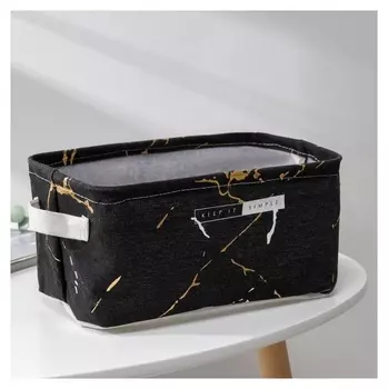 Корзина для хранения с ручками доляна «Мрамор», 28×16×14 см, цвет чёрный