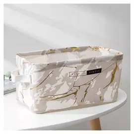 Корзина для хранения с ручками доляна «Мрамор», 28×16×14 см, цвет серый