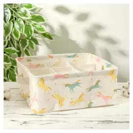 Корзина для хранения с ручками «Единорожки», 9 ячеек, 28×28×12 см, цвет белый