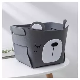 Корзина для хранения с ручками «Медвежонок», 23,5×27×22 см, цвет серый